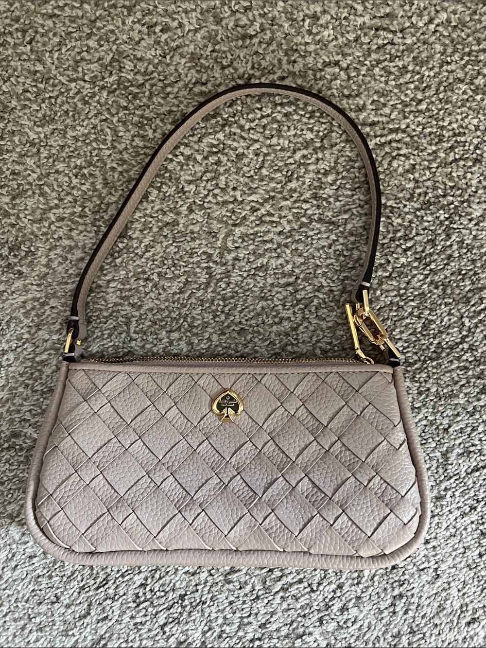kate spade Woven Leather Wristlet in Taupe